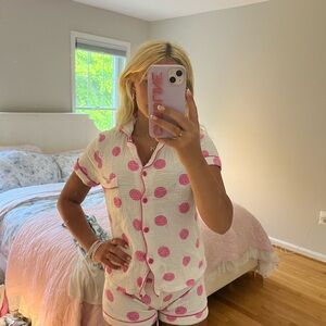 Pink and White smiles Print Pajama Set